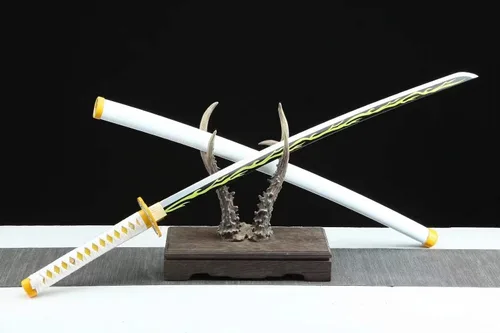 Miniatura 2 de Demon Slayer - Espada Tanjiro Katana de acero 1065, espiga completa, hecha a mano, Katana japonesa real, 41 pulgadas