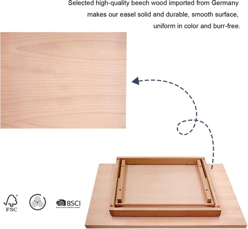 Miniatura 5 de Tablero Grande de Dibujo y Bocetos para Artistas, Mesa de Dibujo Caballete de Madera Ajustable de 6 Posiciones, 24.8" L x 16.5" A (A2) Caballete