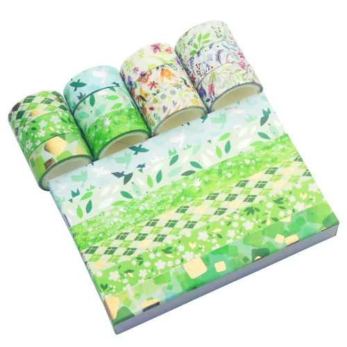 Miniatura 6 de YUBBAEX - Juego de cinta adhesiva Washi Tape dorada poética VSCO con lámina de plata floral, decorativa para arte, manualidades, bricolaje, Sauce 12