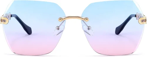Miniatura 2 de FEISEDY Gafas de sol clásicas sin montura de metal para mujer lentes de sol B2567