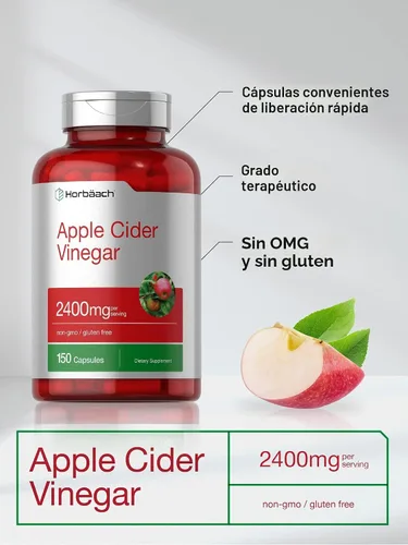 Miniatura 5 de Horbäach Cápsulas de vinagre de sidra de manzana 2400 mg 150 unidades Suplemento sin OMG, sin gluten