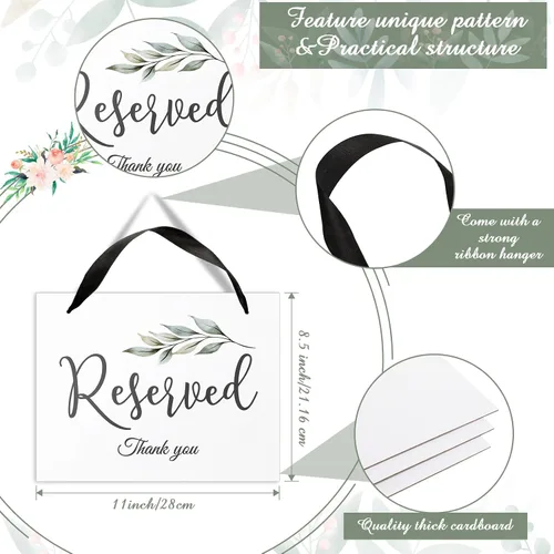 Miniatura 2 de Zonon 6 carteles reservados para sillas de boda colgantes con cinta, cartel de asiento de silla de boda, pancarta de papel para ceremonia, fiesta