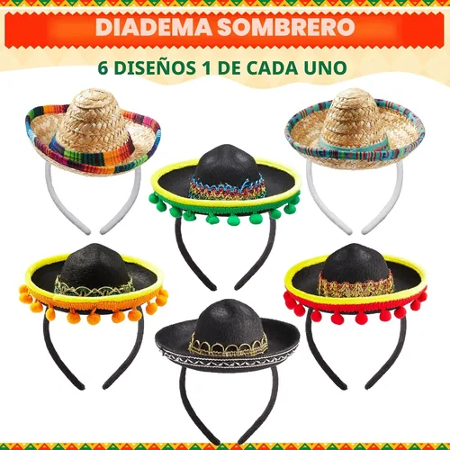 Miniatura 2 de JOYIN 6 diademas de tela y sombrero de paja del Cinco de Mayo, para disfraz de fiesta divertida, suministros de fiesta, accesorios de fotos