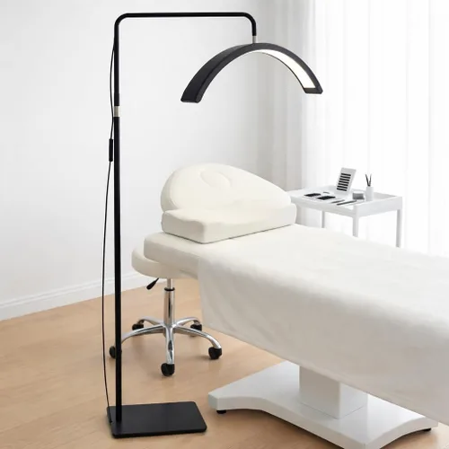 Hi_friend Lámpara de media luna portátil de 23 pulgadas, luz de pestañas para esteticistas, lámpara LED de piso arqueada brillante para extensiones