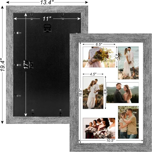 Miniatura 457 de Marcos de Fotos Collage de 13.5X15.5 con 7 Aberturas para Fotos de 4X6, Marco de Fotos Múltiples con Paspartú para Decoración de Pared, Grano