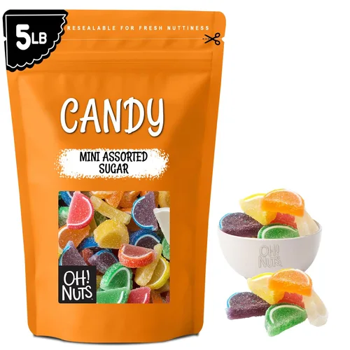 Miniatura 11 de Oh! Nuts Jelly Fruit Slices - Caramelos grandes surtidos de azúcar, bolsa a granel de 5 libras Confitería tradicional de gomitas masticables