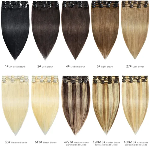 Miniatura 7 de Rose bud REMY - Extensiones de cabello humano con broches, 18 clips, 14 pulgadas, color rubio oscuro, 8 unidades, 2.42 onzas 27# Rubio oscuro