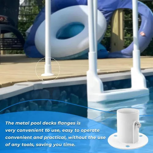 Miniatura 6 de Bridas de cubierta de piscina de acero inoxidable para escalera de piscina sobre el suelo, piezas de escalera de piscina # NE1228PR con rieles