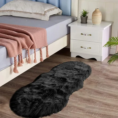 Miniatura 72 de Latepis - Tapete rectangular de piel sintética tipo lana de oveja suave, esponjosa y lavable para sala de estar, dormitorio, sala de juegos o Blanco