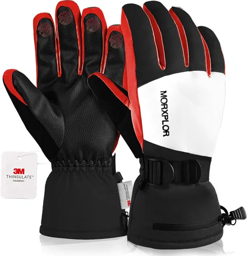 Guantes de nieve para hombres y mujeres, 3M Thinsulate aislados, guantes de snowboard cálidos, impermeables, resistentes al viento, para pantalla