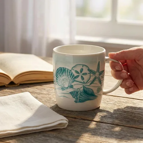 Miniatura 5 de Cape Shore New Bone China Atlantic Taza 14 oz - Conchas