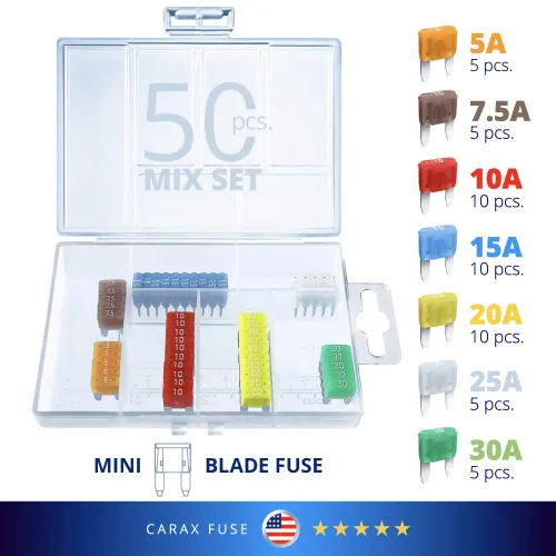 Miniatura 3 de CARAX Premium Mini Blade 50 uds. Surtido Kit LED Fusible Automotriz Inteligente Auto Glow Fusible Fácil Identificación Mezcla 50 uds.