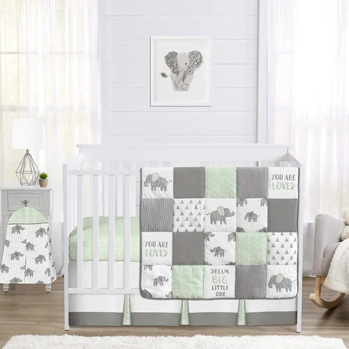 Miniatura 7 de Sweet Jojo Designs Juego de ropa de cama para cuna de bebé de 4 piezas (100% algodón de animales de la selva) para niños o niñas, bebés/guardería