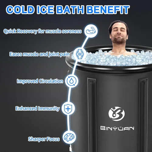 Miniatura 4 de B&Y Bañera de hielo, tina de inmersión fría para la recuperación de atletas, barril de hielo de múltiples capas, bañera inflable para baño de hielo