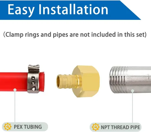 Miniatura 2 de Hooshing Paquete de 6 adaptadores hembra Pex de 1/2 pulgadas, PEX 1/2 pulgada a 1/2 pulgada hembra NPT adaptador de latón