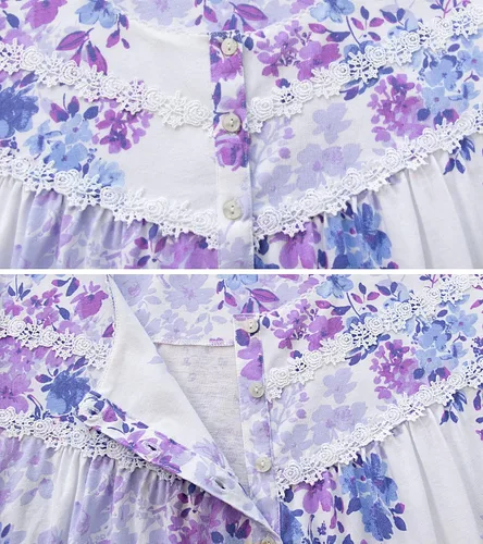 Miniatura 4 de IZZY + TOBY Camisones de algodón para mujer, de manga larga, suave, largo, cálido, vestido de noche con nudos, camisón para mujer