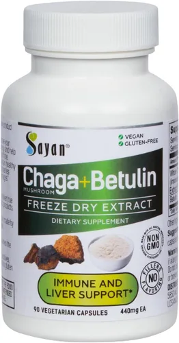 Miniatura 9 de Sayan Extracto de hongo chaga siberiano – 90 cápsulas/420 mg ea – Suplemento antioxidante natural y de cosecha silvestre – Apoyo del sistema