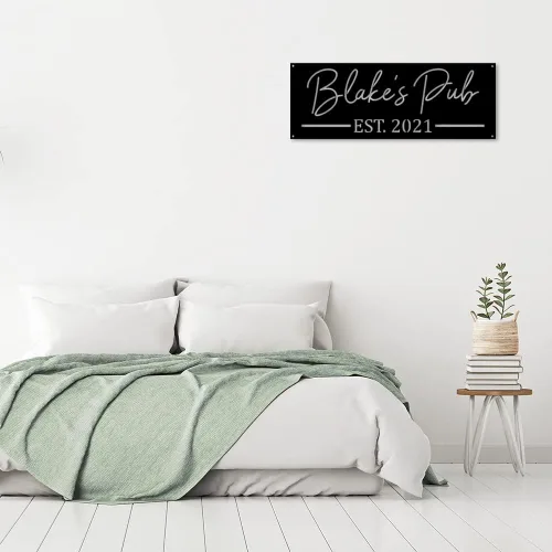 Miniatura 6 de Señales de barra de nombre de neón LED personalizadas, señal de bienvenida de familia de metal para decoración de bar, luz de barra abierta