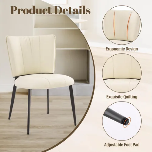 Miniatura 4 de Homcosan Juego de 2 sillas de comedor, modernas sillas de cocina con asiento acolchado tapizado y patas de metal, fácil montaje, sillas de comedor
