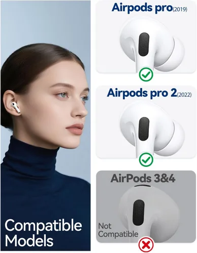 Miniatura 2 de 4 pares de almohadillas de silicona de repuesto para AirPods Pro 1st/2nd (2019/2022/2023) con bolígrafo de limpieza, agujero de reducción de ruido