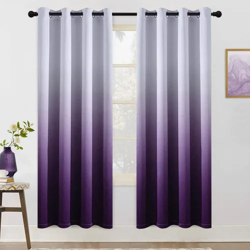 Miniatura 181 de COSVIYA Cortinas 100% Opacas Azul Degradado con Lazos Ajustables para Cocina Aislamiento Térmico Oscurecimiento de Habitación Cenefa con Bolsillo