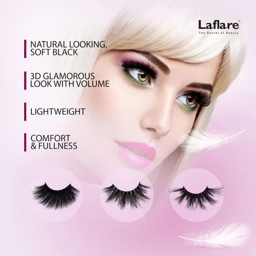 Miniatura 3 de Laflare 3D NY MAX VOLUME - Estilos dramáticos de 0.787-0.984 in de largo, pestañas de pelo de visón 100% real, maquillaje de lujo, natural, ligero