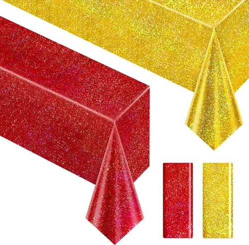 Miniatura 39 de Just Shimmer Mantel holográfico azul claro de 40" x 108" Decoración de fiesta rosa fuerte Día de San Valentín Fiesta de cumpleaños Decoración