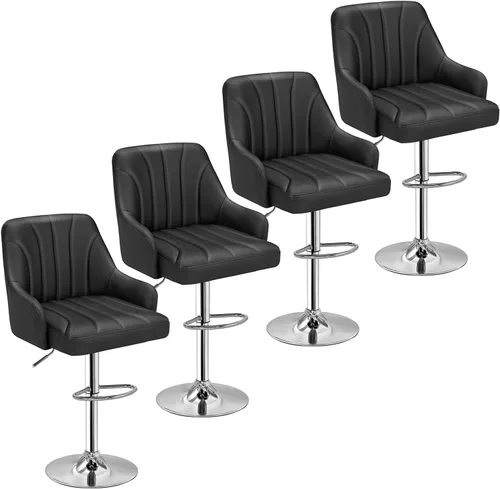 Miniatura 14 de VECELO Juego de 2 taburetes de bar, taburetes de bar ajustables, taburetes de altura de mostrador con respaldo y brazo, taburetes de isla de cocina
