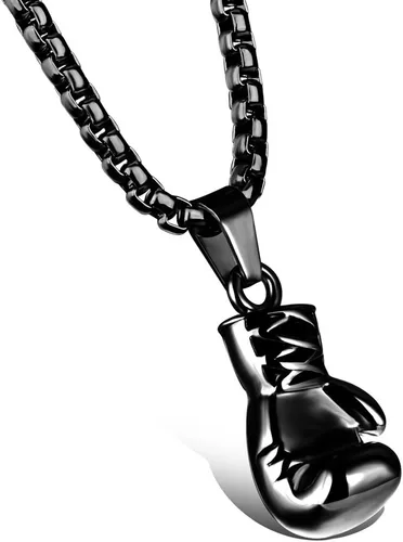 Miniatura 11 de Hamoery Collar con colgante de cadena de guante de boxeo de acero inoxidable punk para hombres y mujeres