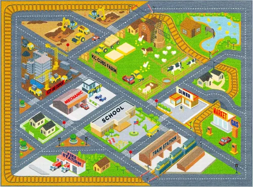Miniatura 13 de KC Cubs 8x10 Mapa de Estados Unidos de EE. UU. Alfombra de Coches de Juguete para Carretera – Alfombra de Juego Educativa para Niños, Pequeñines