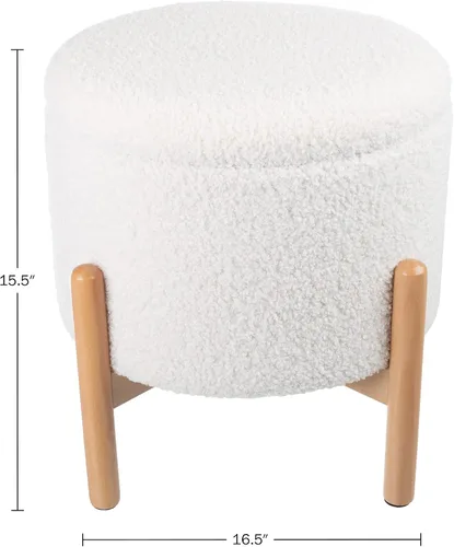 Miniatura 3 de Lavish Home - Puf otomano redondo de almacenamiento de sherpa con tapa extraíble, reposapiés de felpa y organizador oculto para espacios pequeños