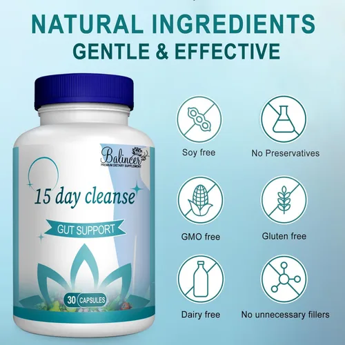 Miniatura 7 de Limpieza de 15 días, apoyo intestinal y de colon, desintoxicación avanzada de limpieza intestinal de 15 días para mujeres y hombres con senna