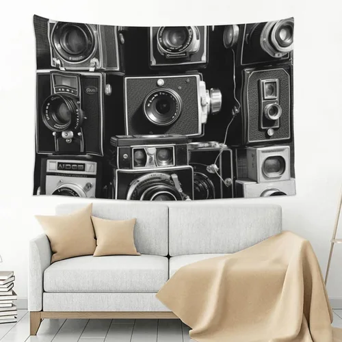 Miniatura 8 de FodPand Tapiz retro de la colección de cámaras geniales para decoración de dormitorio, telón de fondo de fiesta, tapiz estético para colgar
