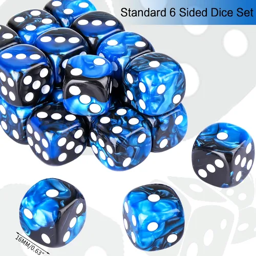 Miniatura 2 de 24 piezas de dados de doble tono de 16 mm con esquinas redondas de 6 lados, dados d6 para DND, MTG, Tenzi, Farkle, Bunco, juegos de cartas