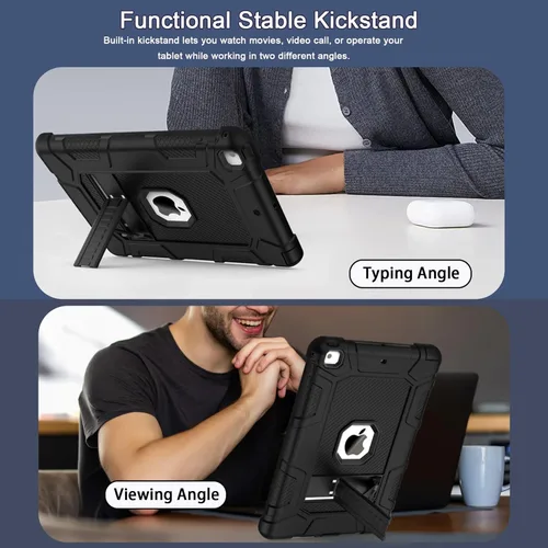 Miniatura 6 de Fundas para iPad de 6ª Generación, Funda de 5ª Generación, Air 2 de 9.7 Pulgadas a Prueba de Golpes, Resistente, Funda Protectora con Pata de Negro