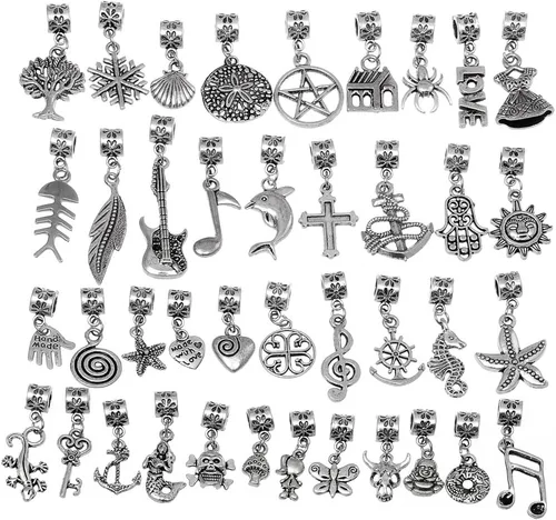 Miniatura 10 de RUBYCA Conectores tibetanos de color plateado con colgante para pulsera de abalorios