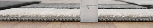 Miniatura 6 de Alfombra moderna de 5 x 7 con geometría de arena para sala de estar, comedor y dormitorio, alfombra de pasillo tallada a mano, poliéster duradero