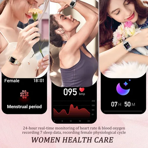 Miniatura 5 de Relojes inteligentes para mujer (dial/respuesta de llamadas) 1.57 pulgadas reloj de fitness ritmo cardíaco monitor SpO2 monitor de sueño, 21 modos