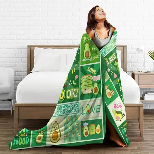 Miniatura 8 de SweetFox Manta de aguacate, divertida y bonita manta de decoración de aguacate, regalos para niñas y niños amantes, súper cálida, suave, ligera
