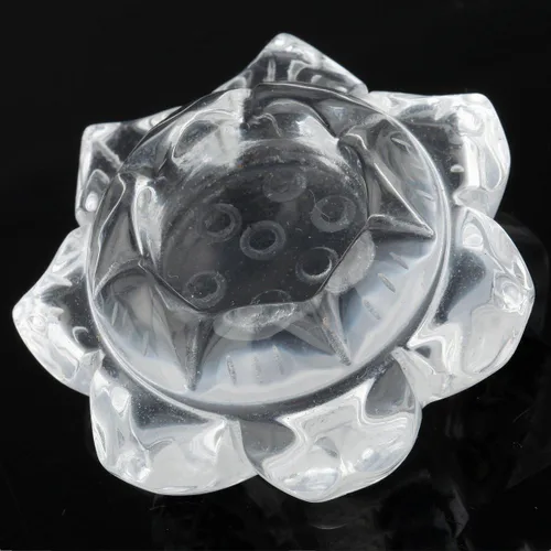 Miniatura 3 de rockcloud 2" Cristales curativos Rock Cuarzo Lotus Flower Crystal Ball Stand/Taper Candelabro Candelabro Transparente