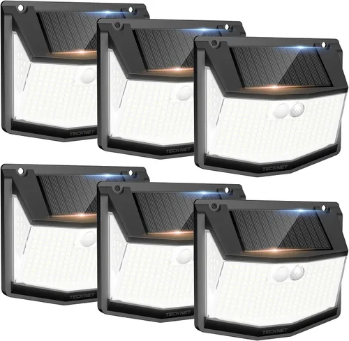 Miniatura 11 de TECKNET 248 Luces LED Solares para Exteriores y Sensor de Movimiento, Paquete de 4, Ángulo de 300° y 3 Modos de Iluminación, Luces Solares