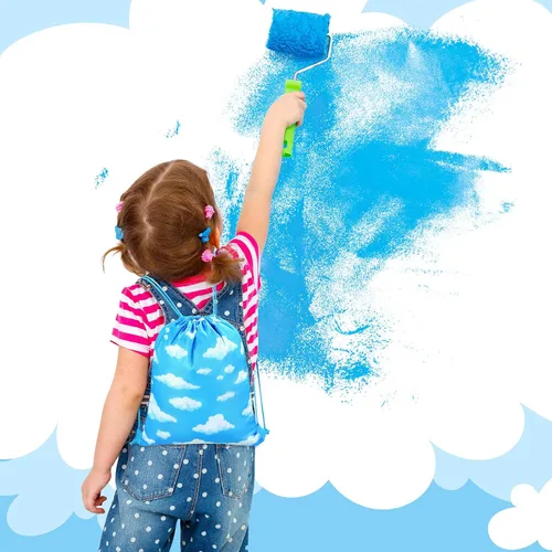 Miniatura 6 de Capoda 16 bolsas de mochila con cordón de nubes blancas y cielo azul, nubes azules, bolsas de regalo, envoltura de regalo de historias de dibujos