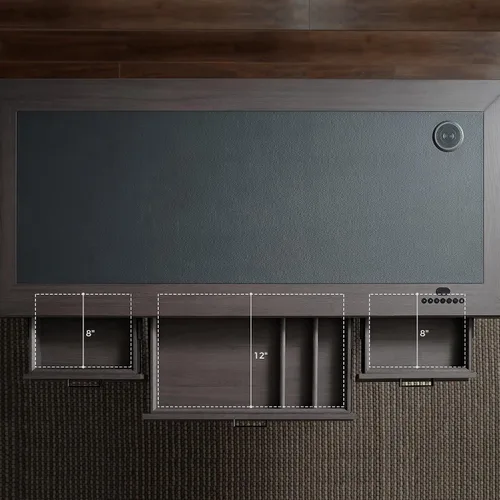 Miniatura 7 de EUREKA ERGONOMIC Escritorio de pie de cuero, escritorio ejecutivo de 1.52 m con cajones, escritorio moderno de pie y sentado con patas en forma de X