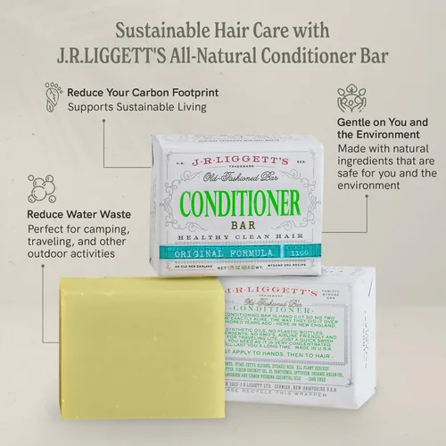 Miniatura 7 de J·R·LIGGETT'S Barra acondicionadora – Fórmula original, acondicionador para cabello totalmente natural con aceite de coco y manteca de cacao, sin