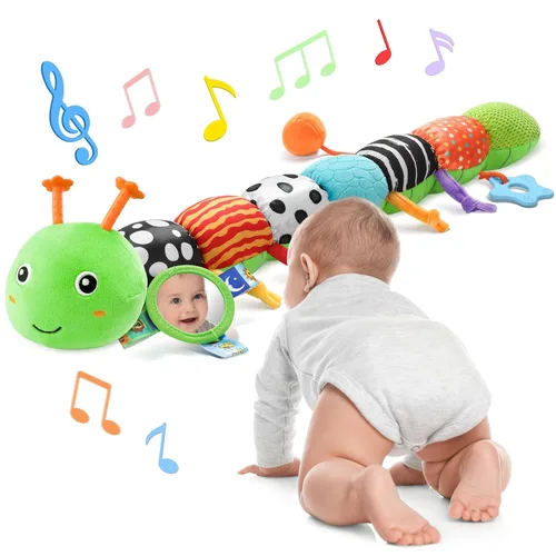 Miniatura 13 de AWOTOY Juguetes para Bebés de 6-12 Meses Oruga Musical Juguetes para Infantes Animales de Peluche 0-3-6 Meses Dentición Tiempo Boca Abajo Juguetes