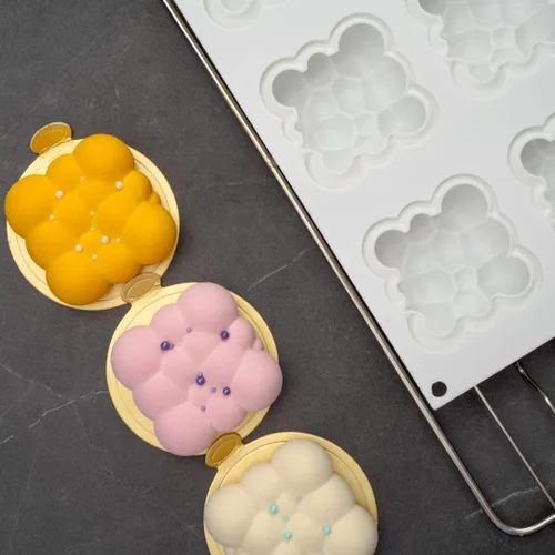 Miniatura 10 de Restaurantware Pastry Tek - Moldes de 6 cavidades, 10 moldes de burbujas listos para horno, flexibles, congelables, silicona blanca, fácil