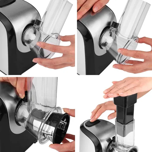 Miniatura 5 de Rallador Eléctrico de Queso 150W Fabricador de Ensalada 5 Diferentes Formas de Cuchillas para Cortar/Triturar/Molienda, Rebanador Eléctrico Compacto
