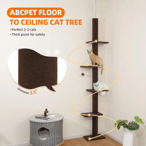 Miniatura 3 de Cat Craft Árbol para Gatos de Piso a Techo Torre para Gatos 98-108" Árbol de Alfombra para Gatitos de 5 Niveles Poste Rascador y Tapete Poste