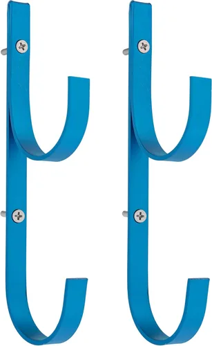 U.S. Pool Supply Colgador de Pértiga para Piscina - 2 Ganchos de Piscina de Aluminio Azul para Pértiga - Gancho de Cerca para Equipos para Redes,