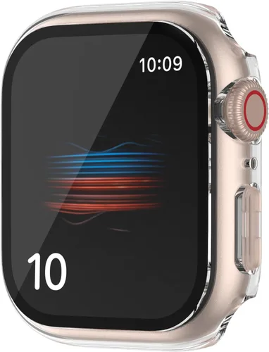 Miniatura 8 de Estuche duro mate para Apple Watch Series 7 8 9 41mm, protector de pantalla de vidrio templado, estuche con cobertura completa, amortiguador a Negro